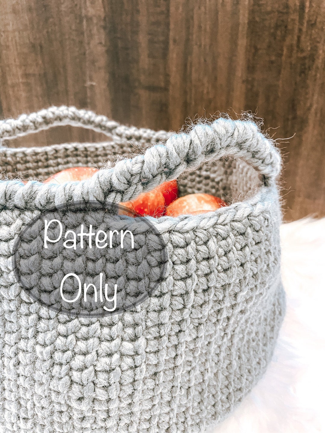 PATTERN Knit Stitch Crochet Basket With Handles Home Decor Etsy