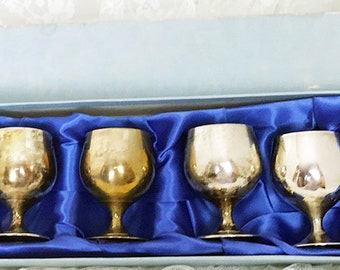 Vintage Kent Silver EPNS Cordial Glasses - Set of 6 in original box
