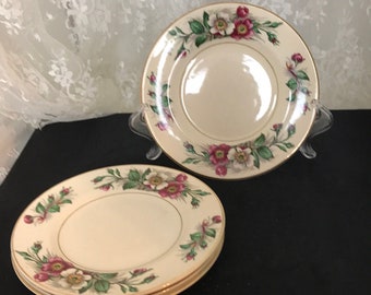 Set of 4 John Maddock & Sons Ltd. Ivory Ware Bread Plates Montana Floral Pattern