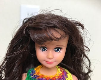 1970's Barbie Durham Clone 11.5" Brown Hair Blue Eyes Snap Knees Handmade Dress