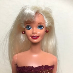 1966 Mattel Twist & Turn Barbie Platino Cabello Rubio Ojos Azules Rodillas Curva 1976 Cabeza Vestido hecho a mano