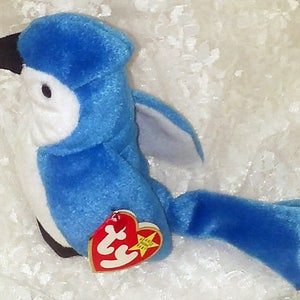 1997-98 TY Retired Beanie Bird &quot;Rocket&quot; Blue Jay - 8 1/4&quot; - With Tag Errors!