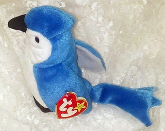 1997-98 TY Retired Beanie Bird "Rocket" Blue Jay - 8 1/4" - With Tag Errors!