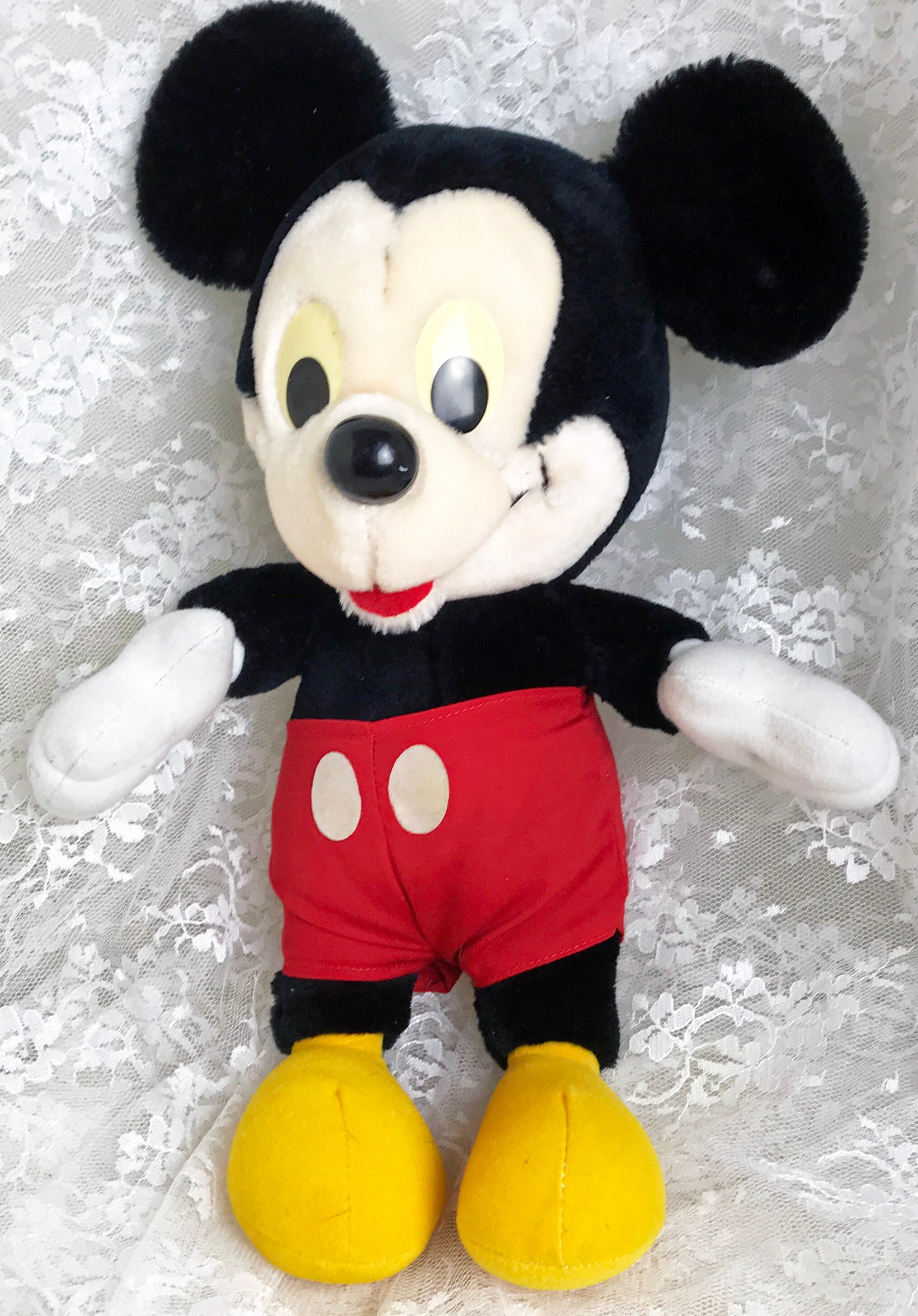 Vintage Plush Mickey Mouse Keychain Stuffed Animal 6" Tall