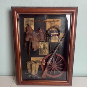 Vintage Framed Western Memorabilia Shadow Box