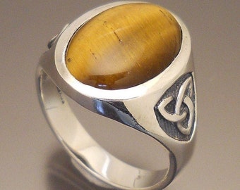 Sterling Silver Celtic Tiger Eye Ring