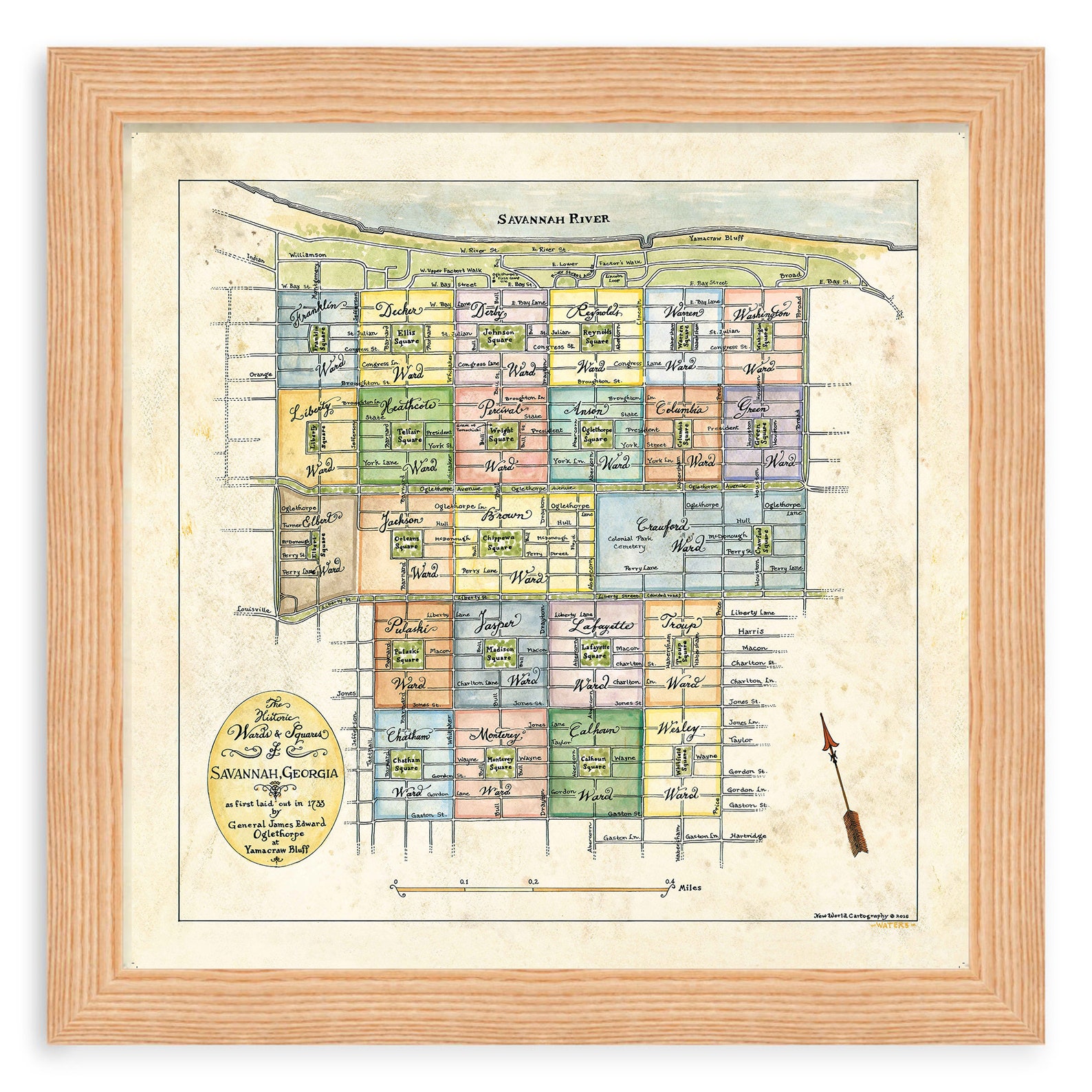 Savannah Georgia Map, Savannah Map, Historic Wards &amp; Squares of ...