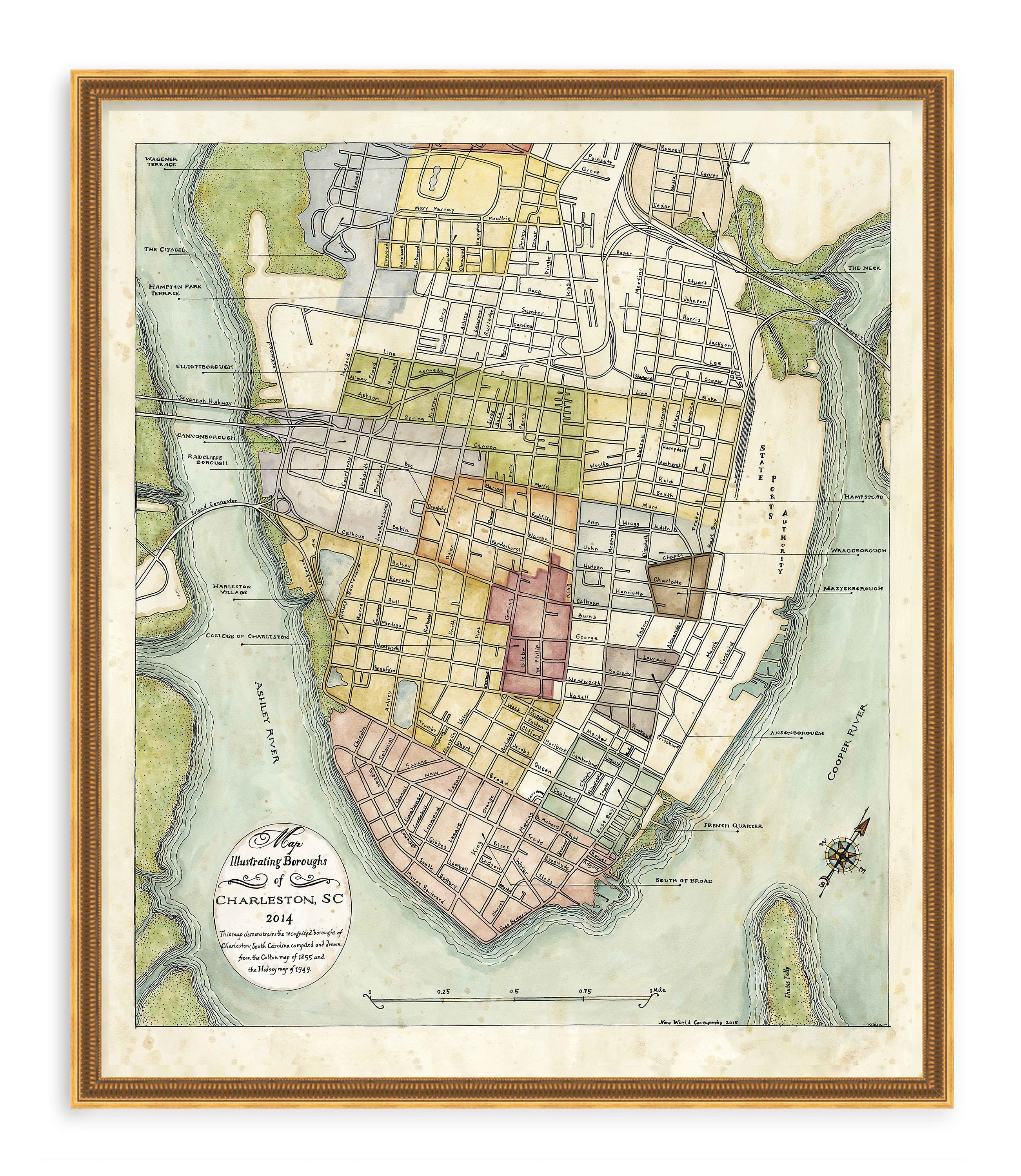 Map Of Downtown Charleston Charleston Sc Map Downtown Charleston South Carolina Map - Etsy