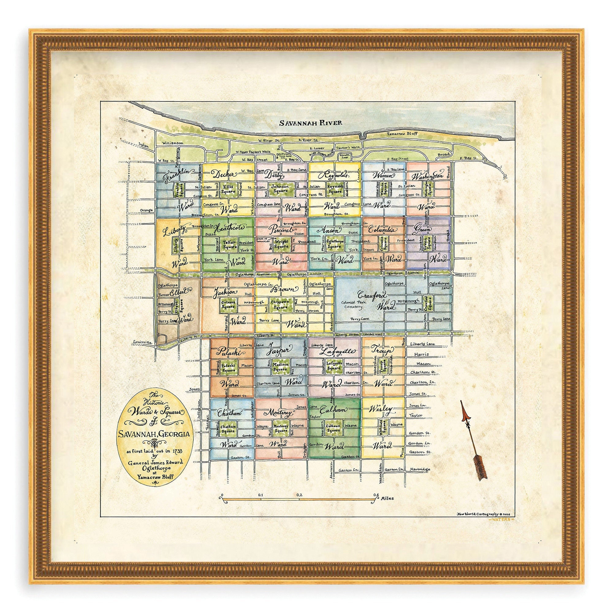 サバンナ ジョージア州地図、サバンナ地図、サバンナの歴史的な
