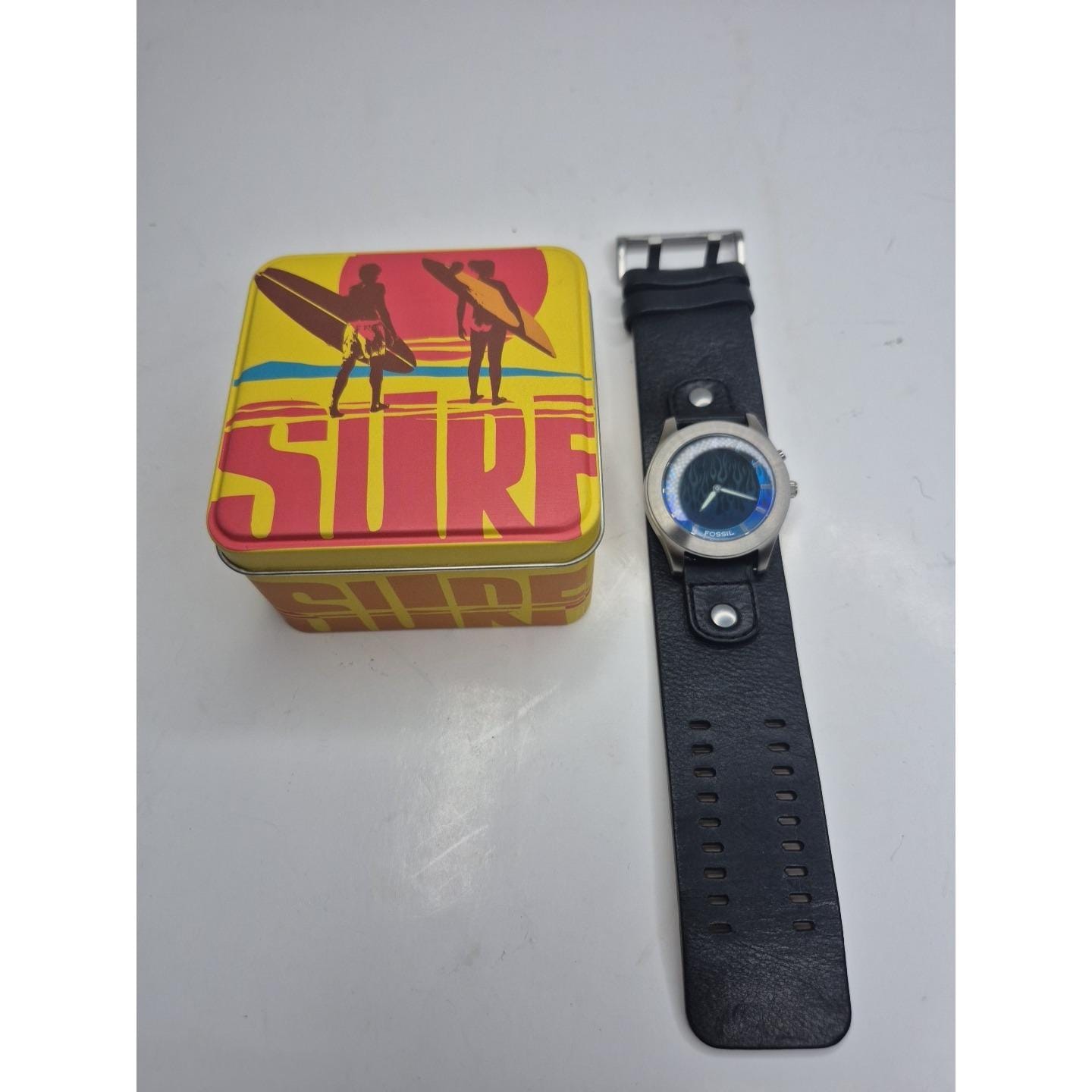 時計 archive y2k FOSSIL BIG TIC MENS Watch y2k FOSSIL Big Tic JR-8122, Animated Black Watch, Steel Band