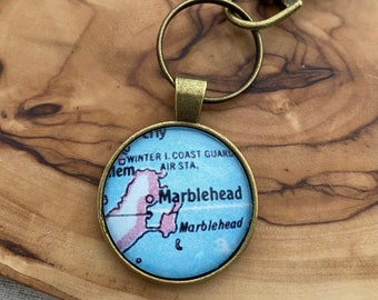 Marblehead, Massachusetts Vintage Map Keychain