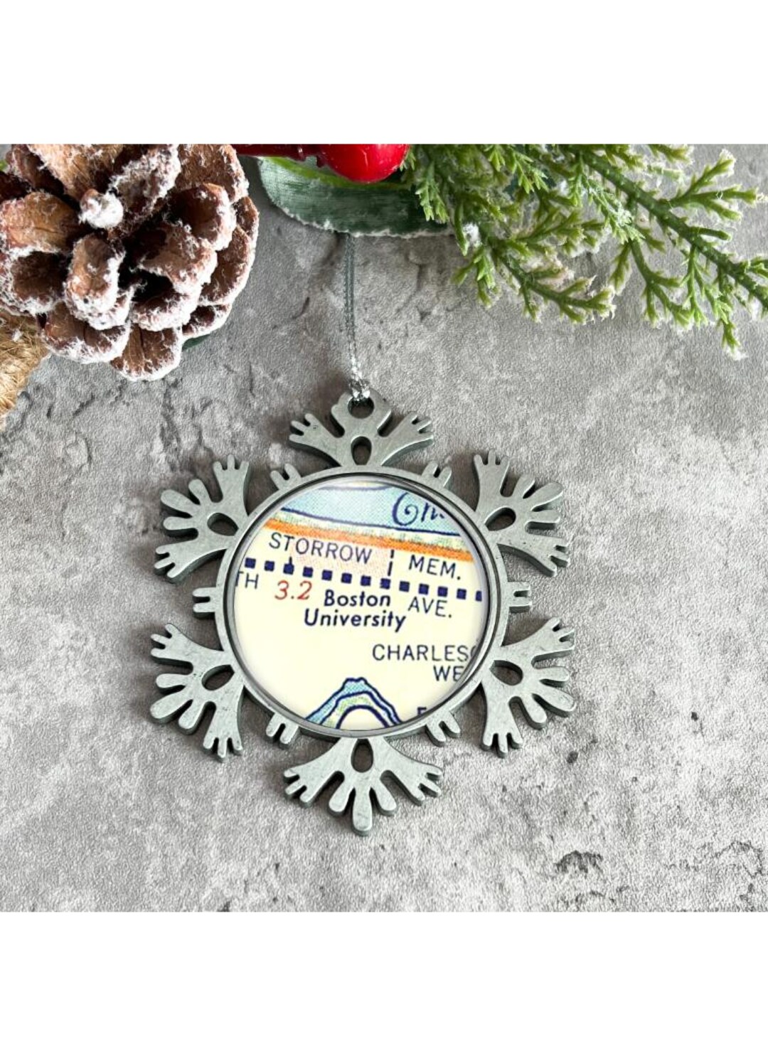 Boston University Map Ornament Massachusetts, BU Student Christmas Gift