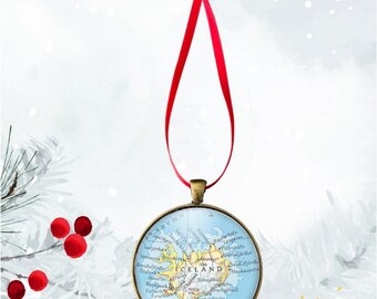 Iceland Map Ornament, Christmas Ornament, Iceland Christmas Gift