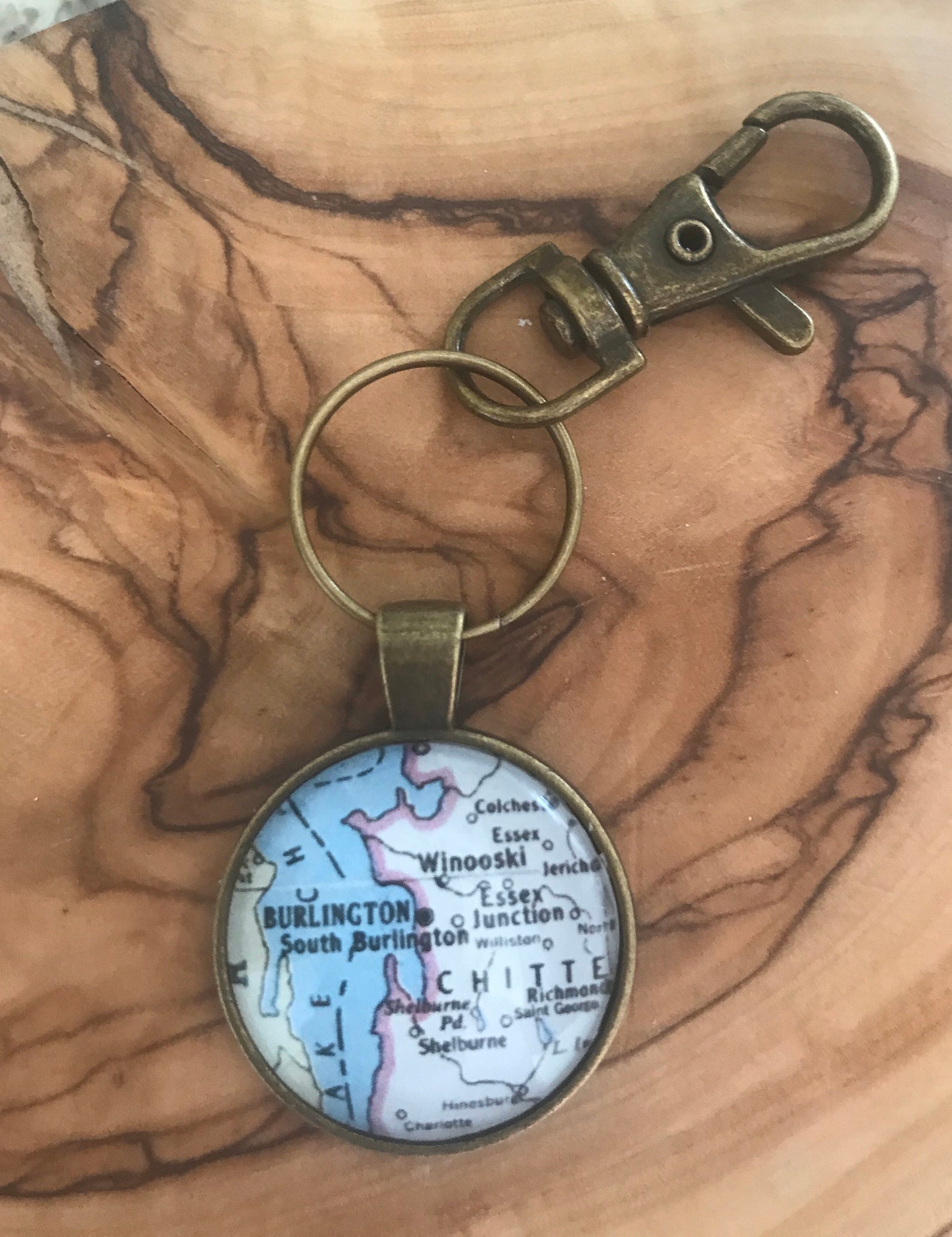 Burlington Vermont Vintage Map Keychain Etsy