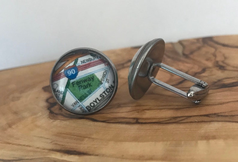 Fenway Park Boston Map Cufflinks Red Sox Fan Gift