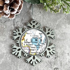 Sebago Lake Maine Map Ornament, Lake Sebago Christmas Ornament