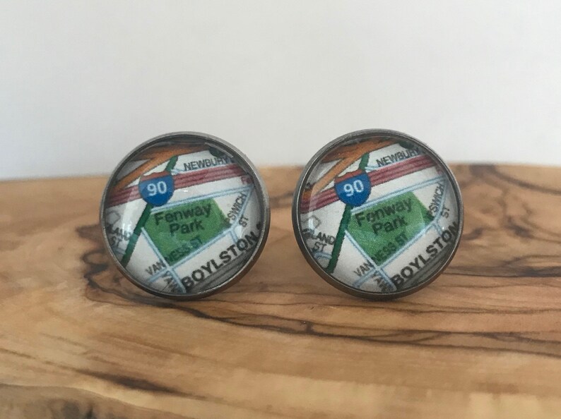Fenway Park Boston Map Cufflinks Red Sox Fan Gift