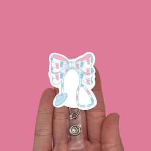 Baby Feet Bow Badge Reel Topper, Acrylic Badge Reel Topper, Interchangeable, Badge Reel Topper, Nurse, Labor & Delivery, Postpartum, NICU