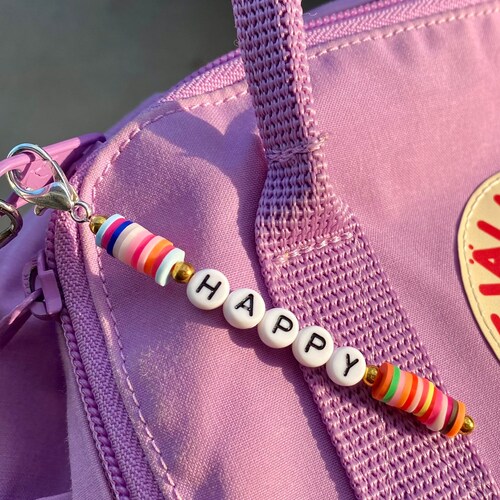 Custom Beaded Name Keychain Personalized Colorful Etsy