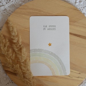 Postkarte für Sternenkind mit Regenbogen