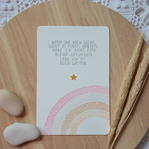 Postkarte für Sternenkind mit Regenbogen