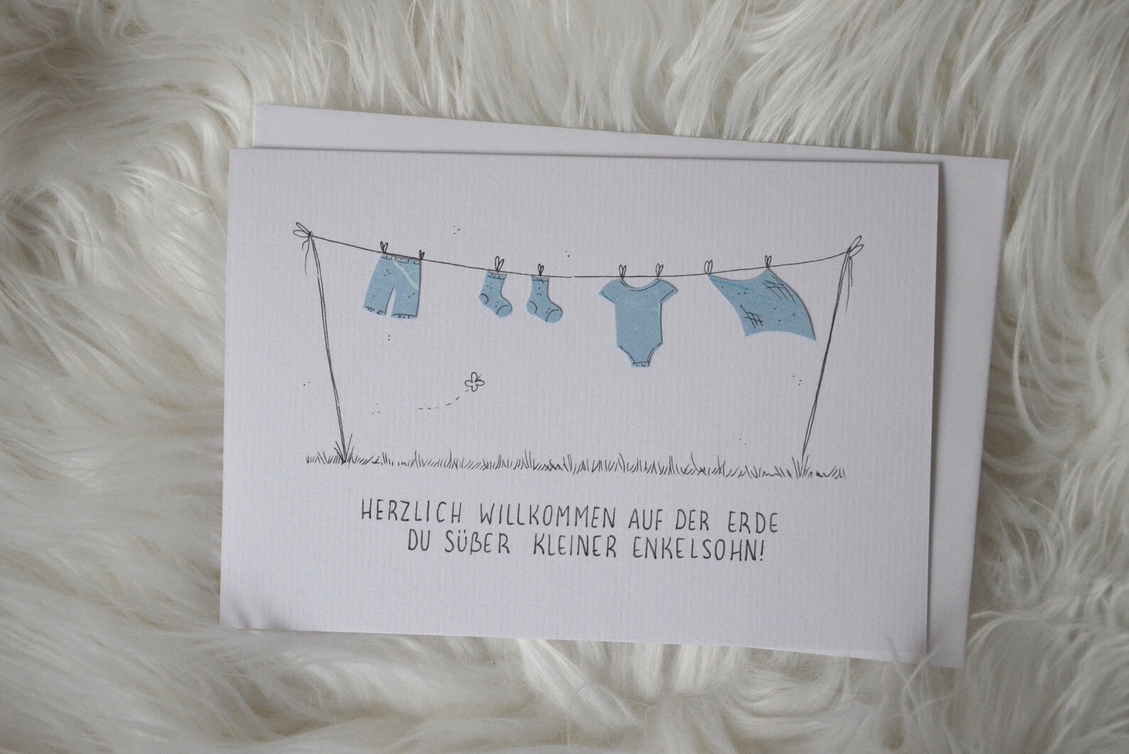Klappkarte Baby Geburt rosa blau weiß individuell Wäsche Etsy