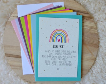 Card for farewell in kindergarten with rainbow