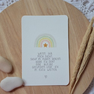 Postkarte für Sternenkind mit Regenbogen
