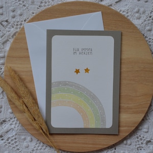 Klappkarte Sternenkind mit Regenbogen für Zwillinge