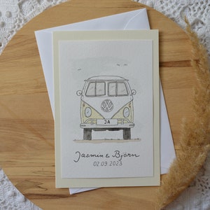 Klappkarte zur Hochzeit mit Bulli