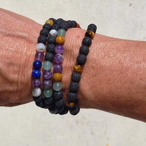 Lava Stone Diffuser Stretch Band With Mixed Natural Gemstones