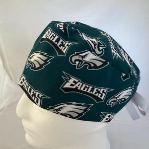 Philadelphia Eagles  Custom Handmade Surgical Scrub Cap  Medical Cap for Nurses, Doctors & Healthcare Workers | Unisex, Ponytail, Euro Pixie