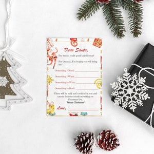 Printable Christmas Kid's Dear Santa Letter and Coloring Page Bundle INSTANT DOWNLOAD image 1