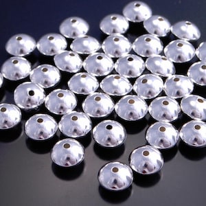 Sterling Silver 6mm x 9mm Rondelle Saucer shaped beads - pack of 5 - DB3J
