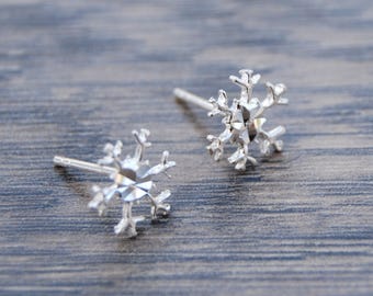 Sterling Silver Snowflake Earrings-Diamond Cut Center DB1N