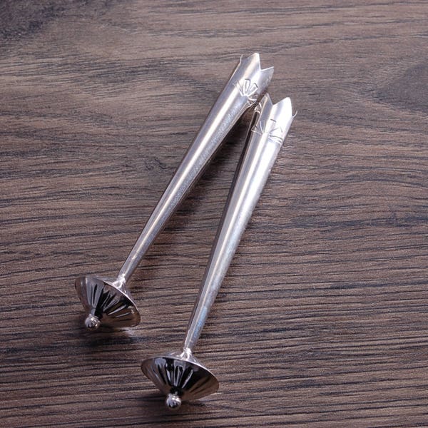 One Pair Sterling Silver Bolo Tie Tips with 12mm Fluted Bead DB2E