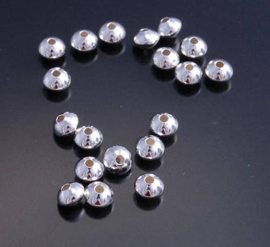 Sterling Silver Beads 4MM X 4.6MM Plain Rondelle Saucer Beads Etsy