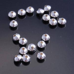 Sterling Silver Beads 4MM x 4.6MM Plain Rondelle saucer Beads -Pack of 10 - DB3F