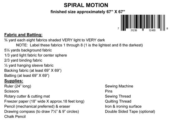 Spiral Motion Quilt Pattern Digital File Download 