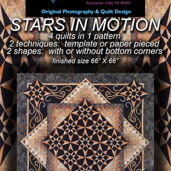 Stars in Motion 4 in 1 Quilt Pattern Digital File Download