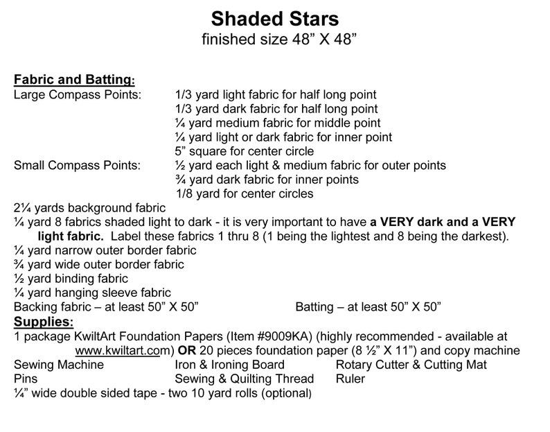 Shaded Stars Quilt Pattern Digital File Download image 2