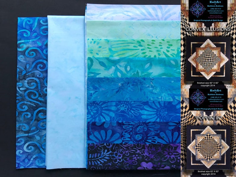 Convex Illusions and Poppin In Quilt Kit-Marine Blues