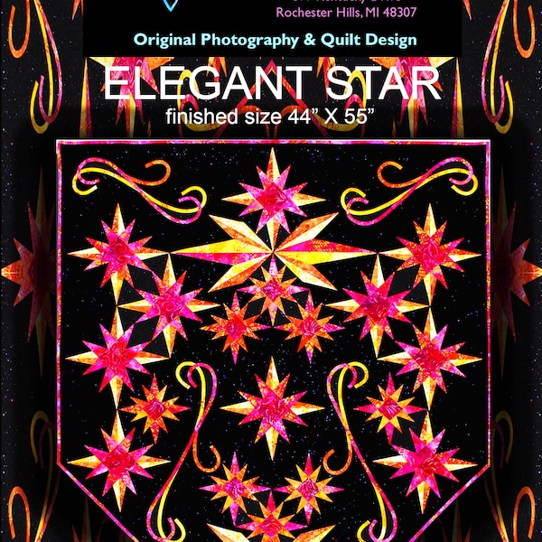 Elegant Star Quilt Pattern Digital File Download