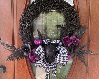 Black and Purple Halloween wreath