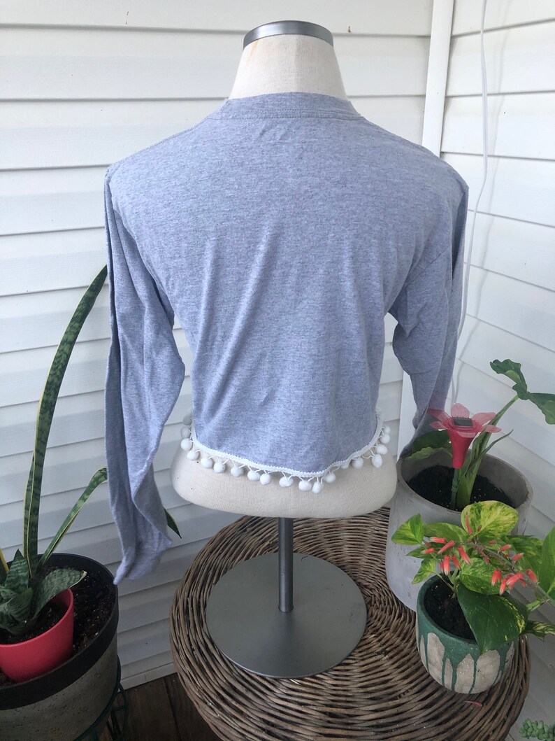 BUTLER Choker Ring V-Neck Long Sleeve w Pom Pom Trim