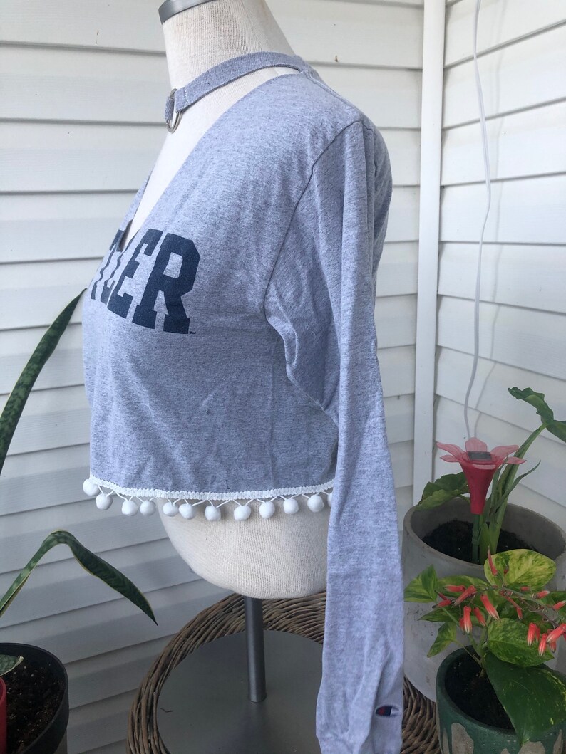 BUTLER Choker Ring V-Neck Long Sleeve w Pom Pom Trim