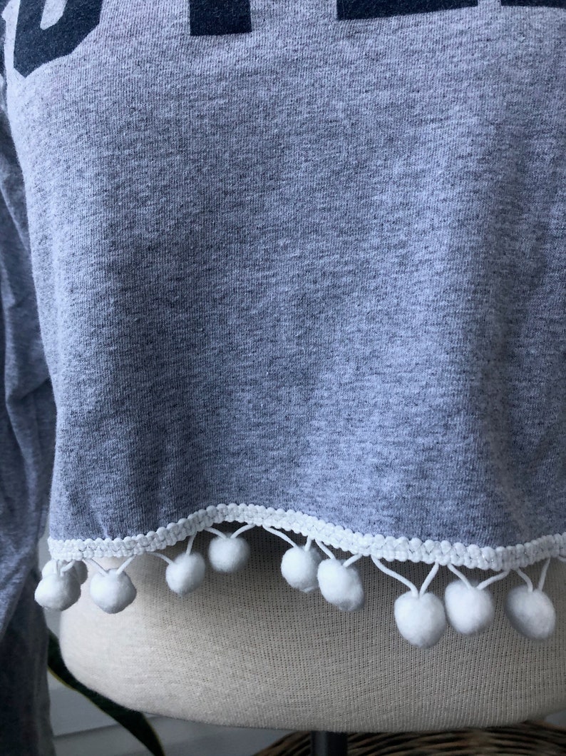 BUTLER Choker Ring V-Neck Long Sleeve w Pom Pom Trim