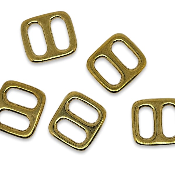 Half-Inch Wide Brass Triglides  |  1/2 Inch Brass Adjustment Slides  |  Great for Dog Collars, Belts, Purse & Camera Straps, Etc.