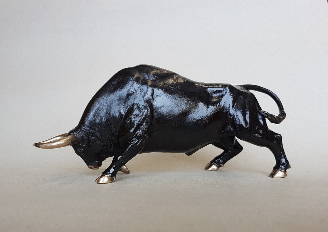 Bronze sculpture black bull bull Etsy