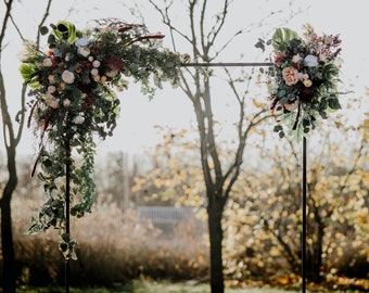 SLAVENA arch pieces | Wild ivory light peach burgundy wedding arbor decoration / Boho floral minimal arrangement / Flowery bridal bohemian